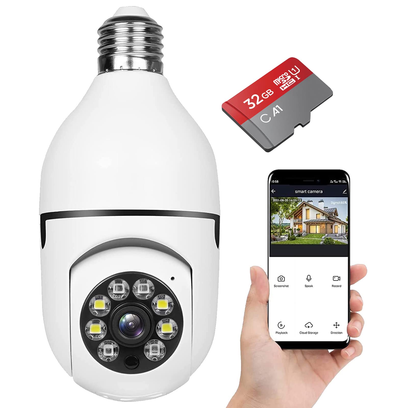 Cámara Bombilla WiFi 360° con Memoria 32GB + Visión Nocturna