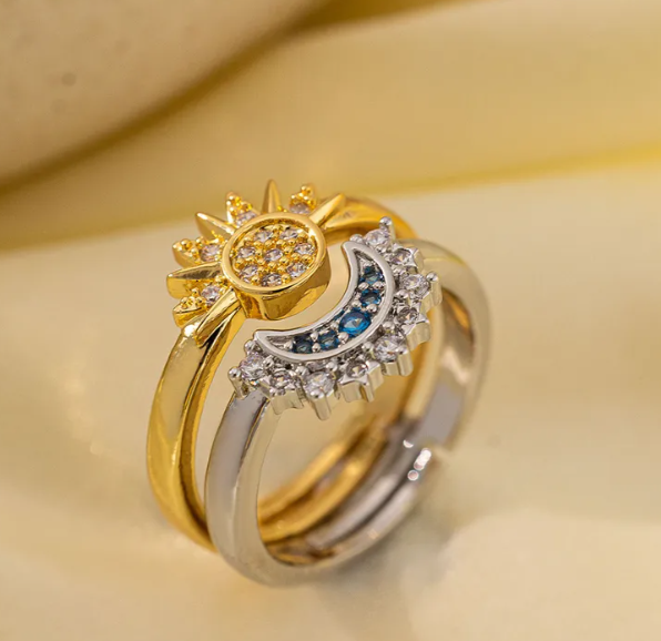 Anillos Sol & Luna Ajustables (Par)